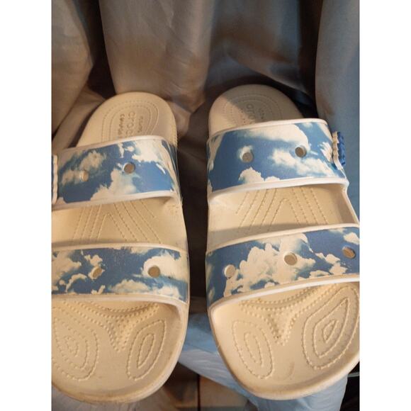 Classic Out Of This World Crocs Sandals Blue White Sz 11 M Beach Comfort Pool Su - Picture 2 of 9